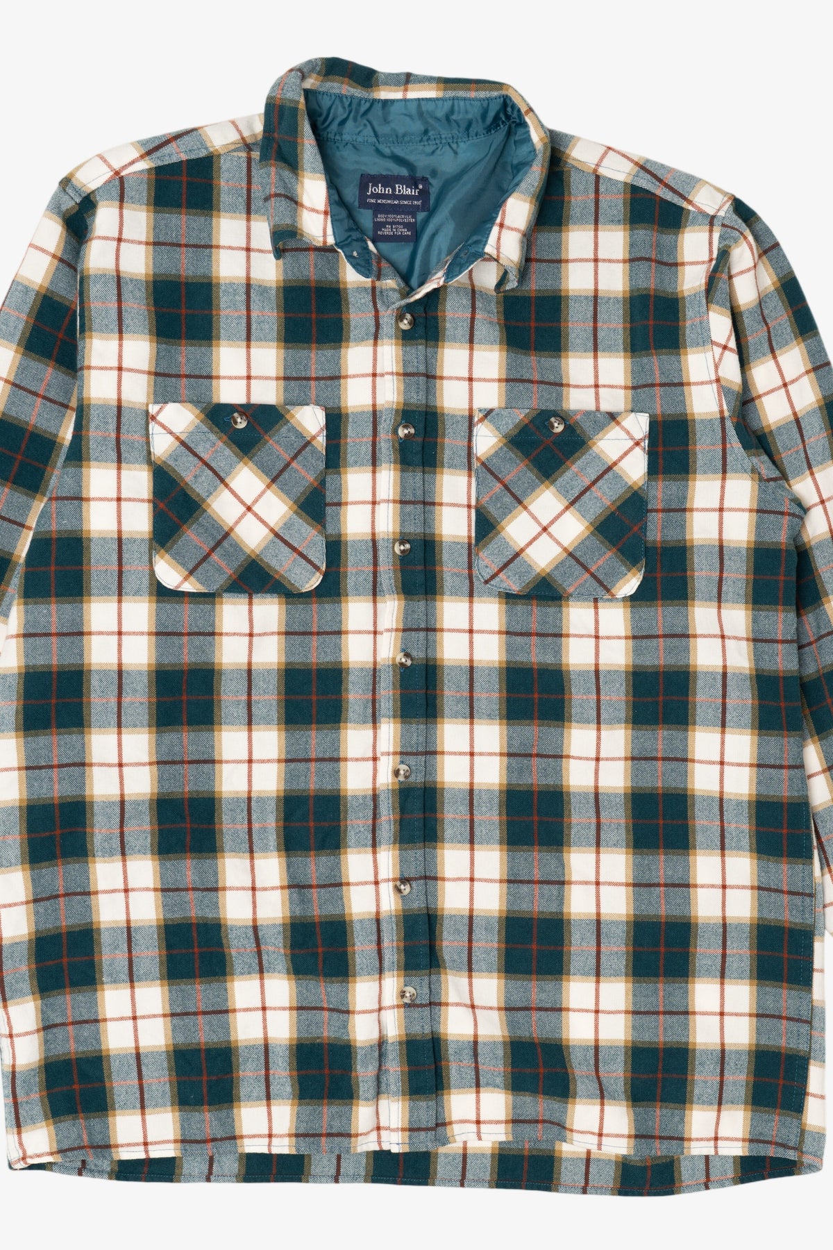 Vintage Green Plaid John Blair Button Up Flannel Shirt (1990s)