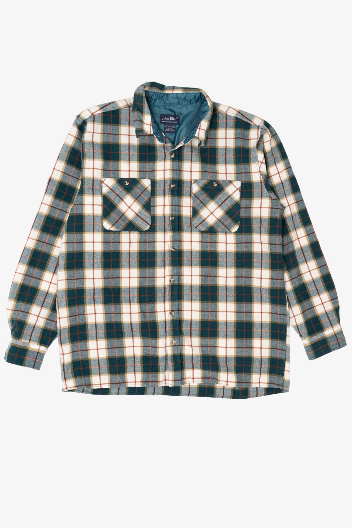 Vintage Green Plaid John Blair Button Up Flannel Shirt (1990s)