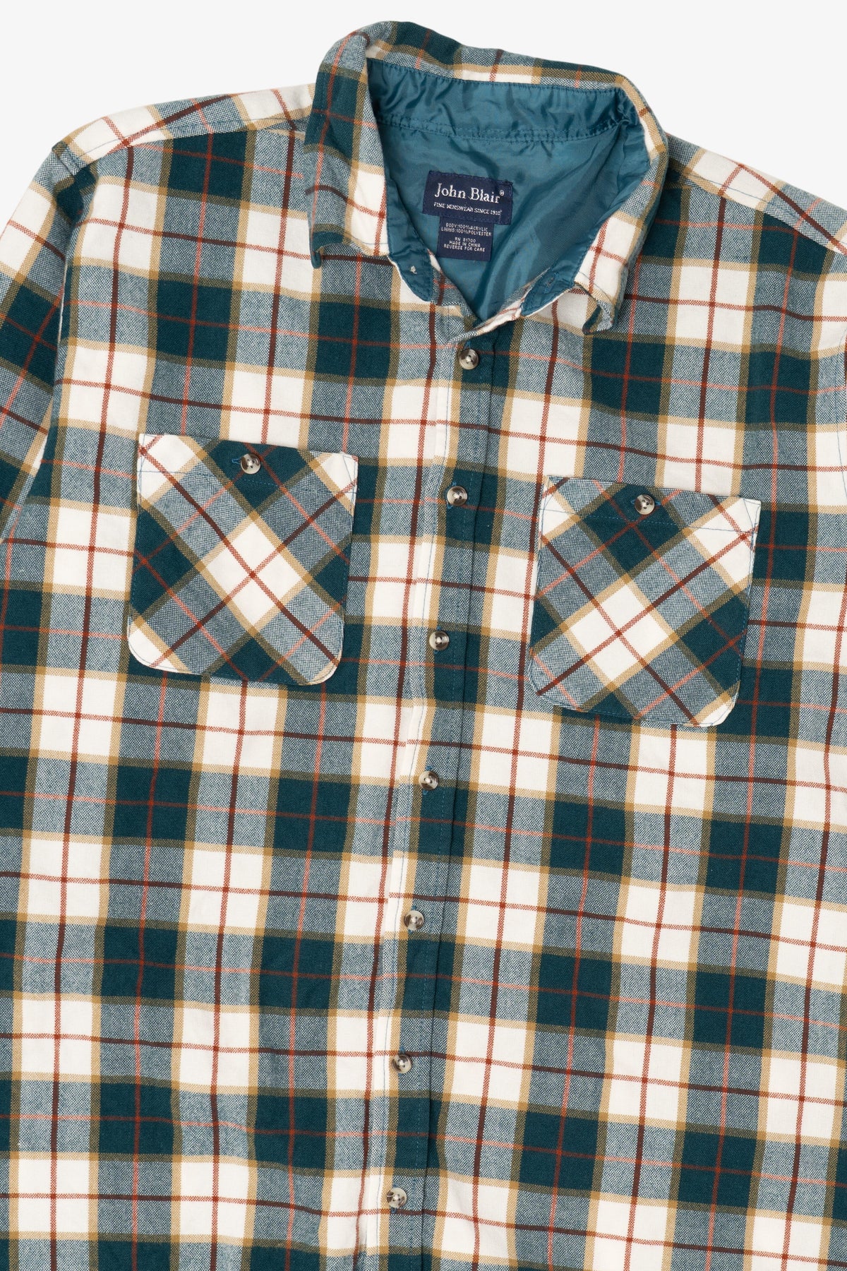 Vintage Green Plaid John Blair Button Up Flannel Shirt (1990s)