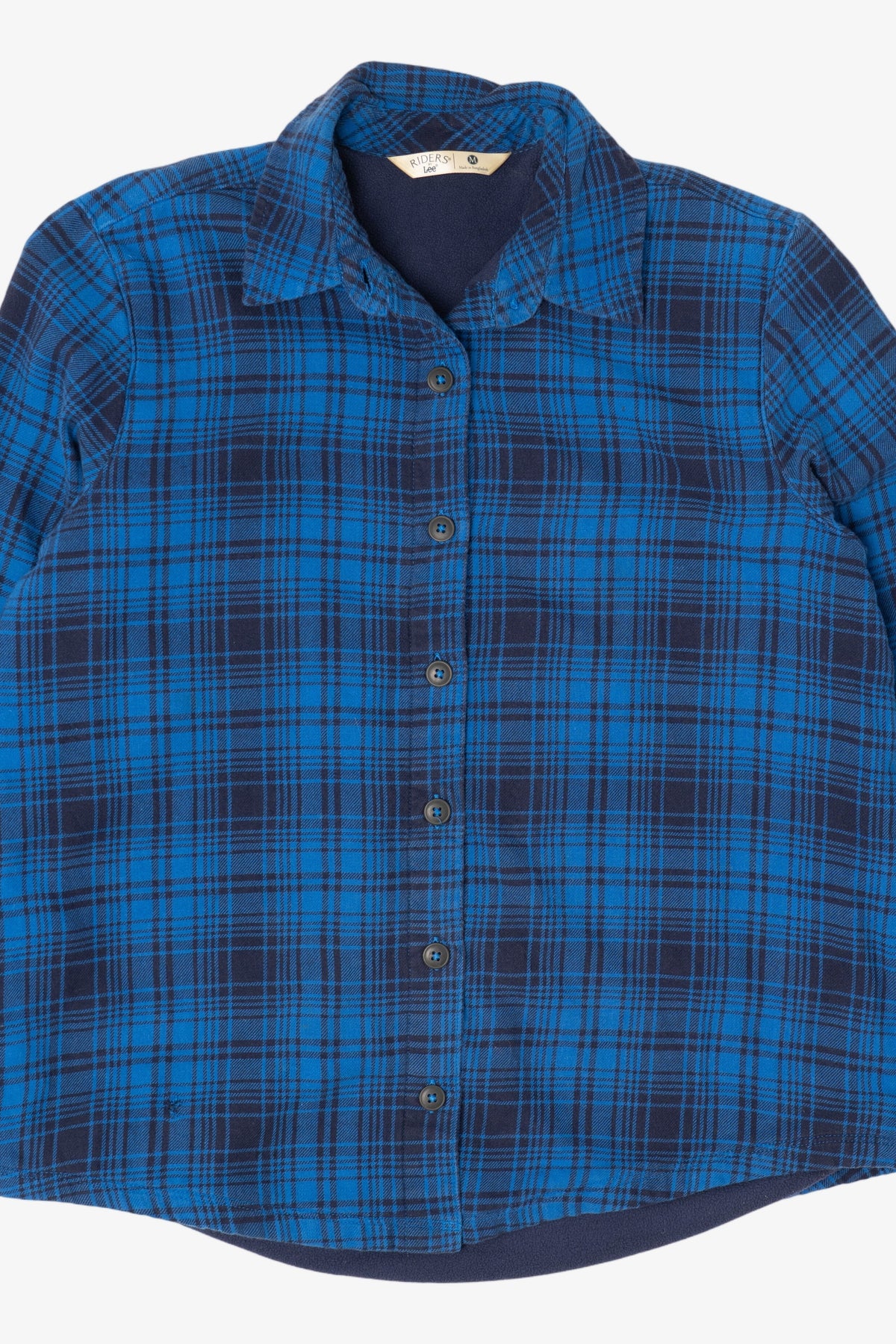 Blue Plaid Riders By Lee Fleece Lined Button Up Flannel Shirt (2010s)