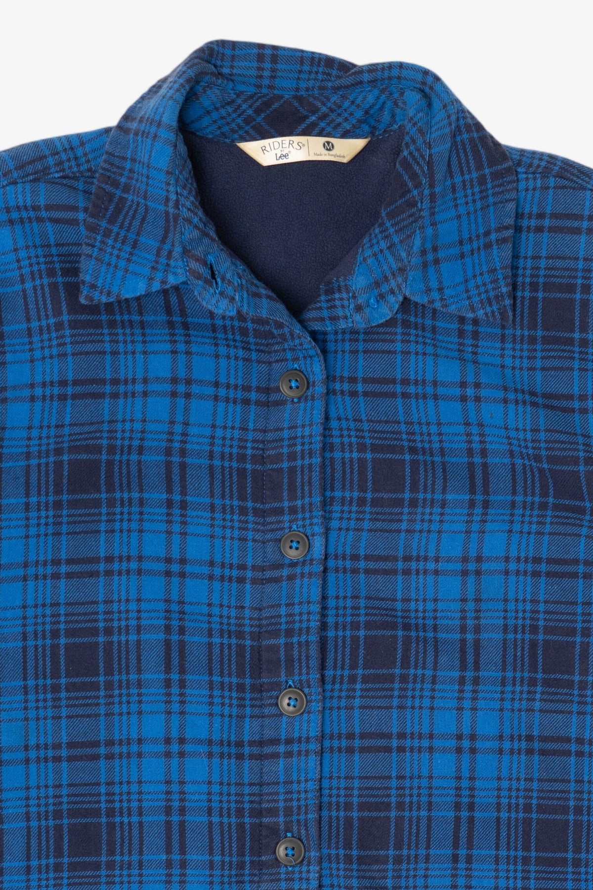Blue Plaid Riders By Lee Fleece Lined Button Up Flannel Shirt (2010s)