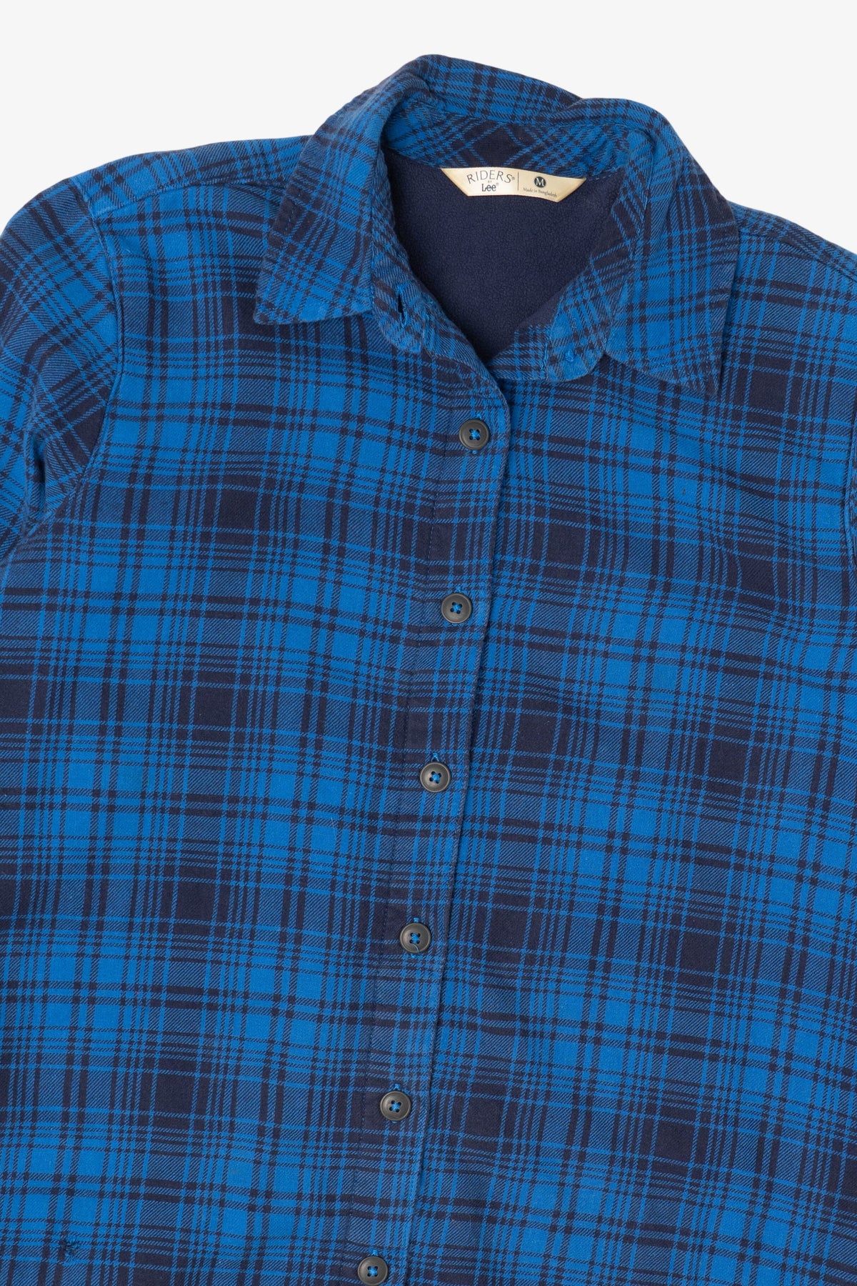 Blue Plaid Riders By Lee Fleece Lined Button Up Flannel Shirt (2010s)