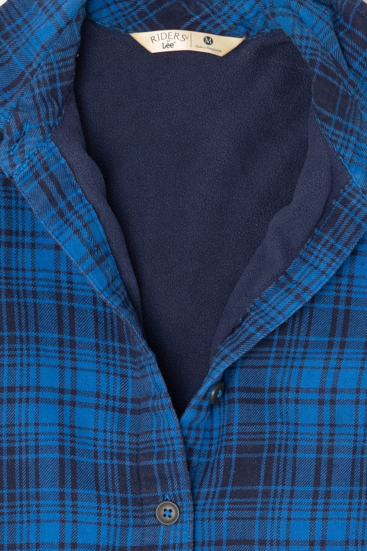 Blue Plaid Riders By Lee Fleece Lined Button Up Flannel Shirt (2010s)