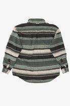 Vintage Green Striped Raw Rags Button Up Flannel Shirt (1990s)