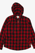 Red L.L. Bean Hooded Zip Up Flannel Shirt (2010s)