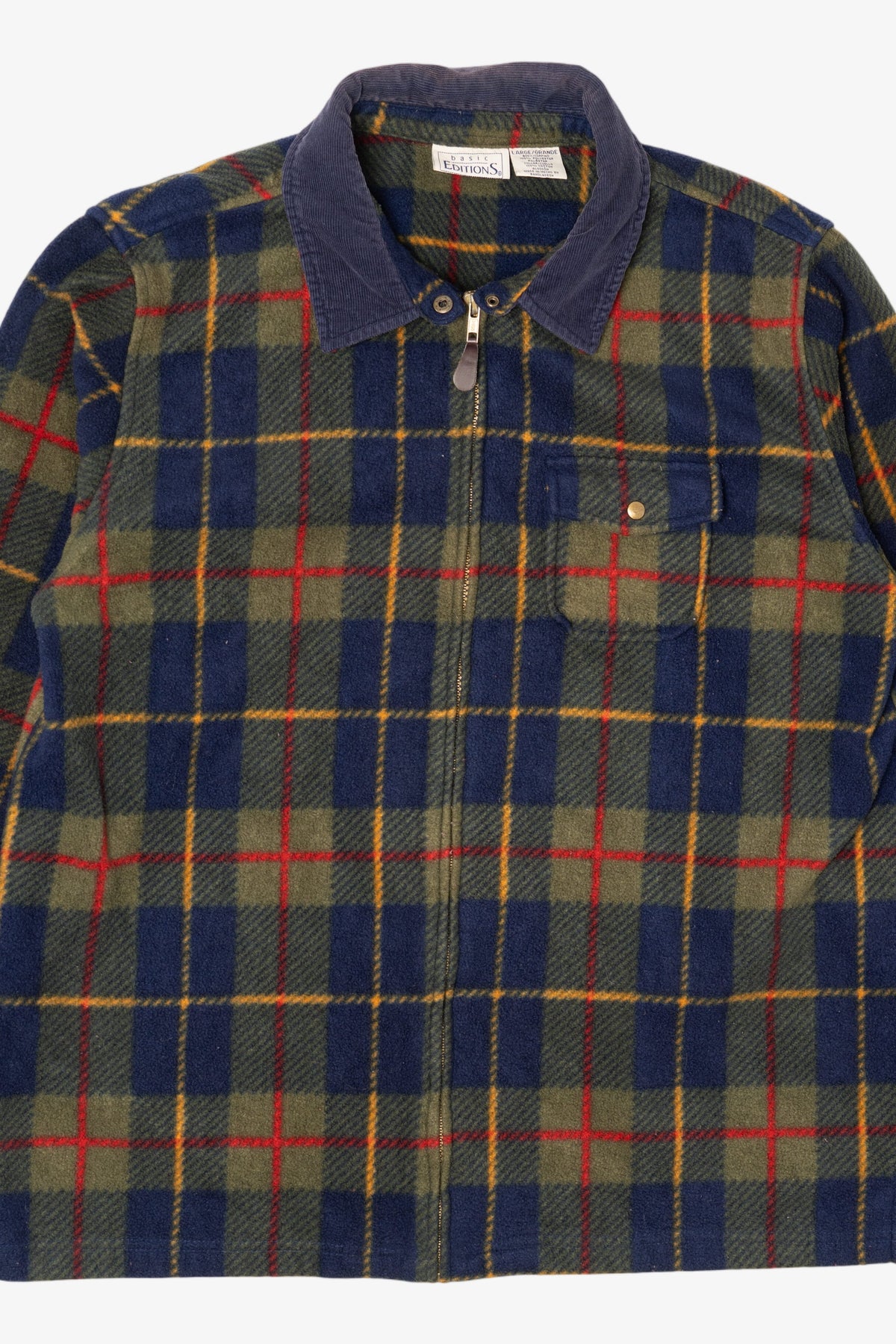 Vintage Navy Blue Basic Fleece Zip Up Jacket (1990s)