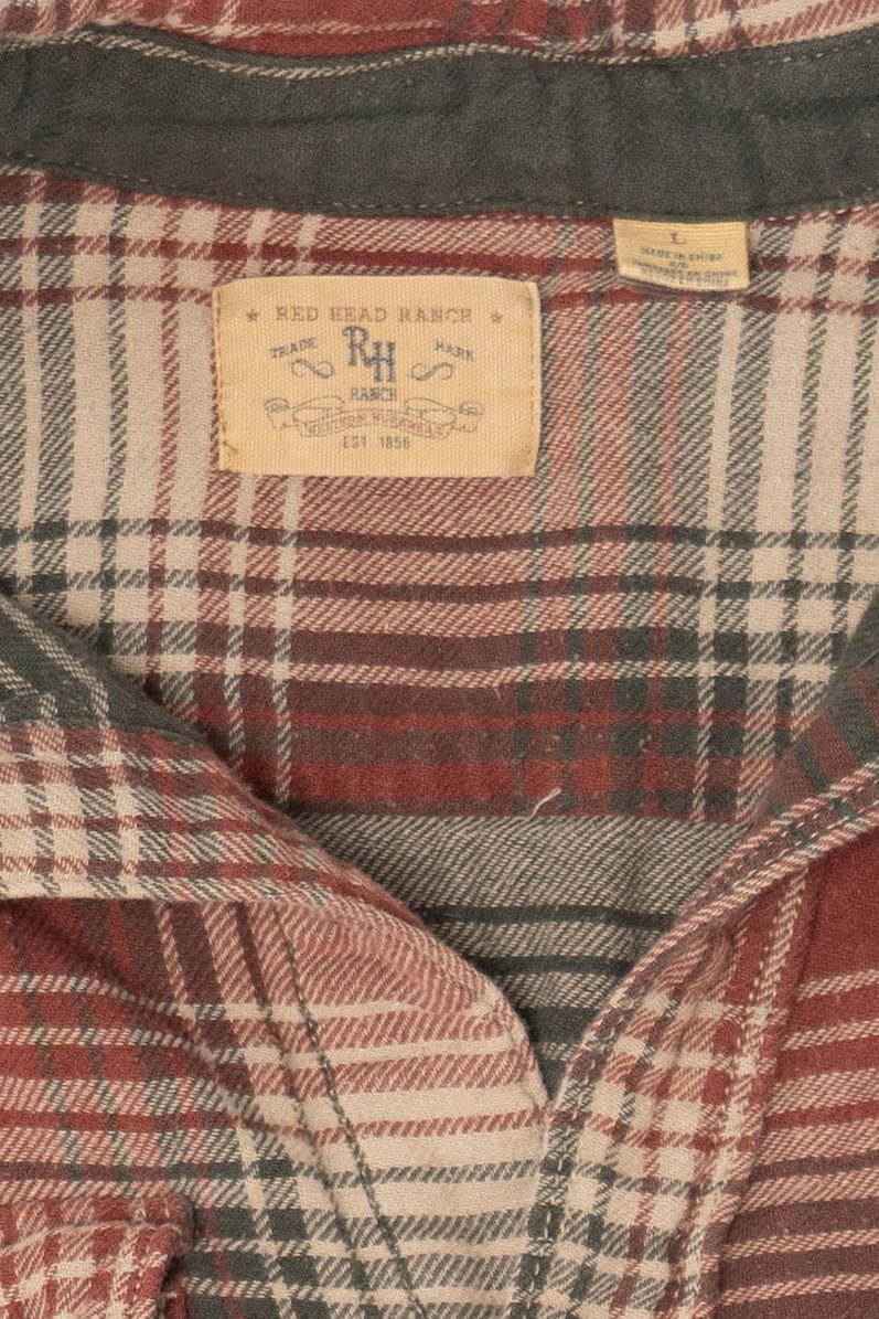 Plaid Red Head Ranch Button Up Shirt (2010s)