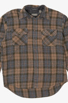 Vintage Brown Plaid Van Heusen Button Up Flannel Shirt (1980s)