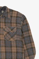 Vintage Brown Plaid Van Heusen Button Up Flannel Shirt (1980s)