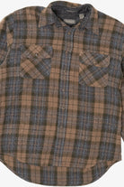 Vintage Brown Plaid Van Heusen Button Up Flannel Shirt (1980s)