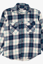 Vintage Navy Blue Plaid Five Brother Button Up Shirt (1970s)