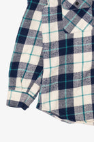 Vintage Navy Blue Plaid Five Brother Button Up Shirt (1970s)
