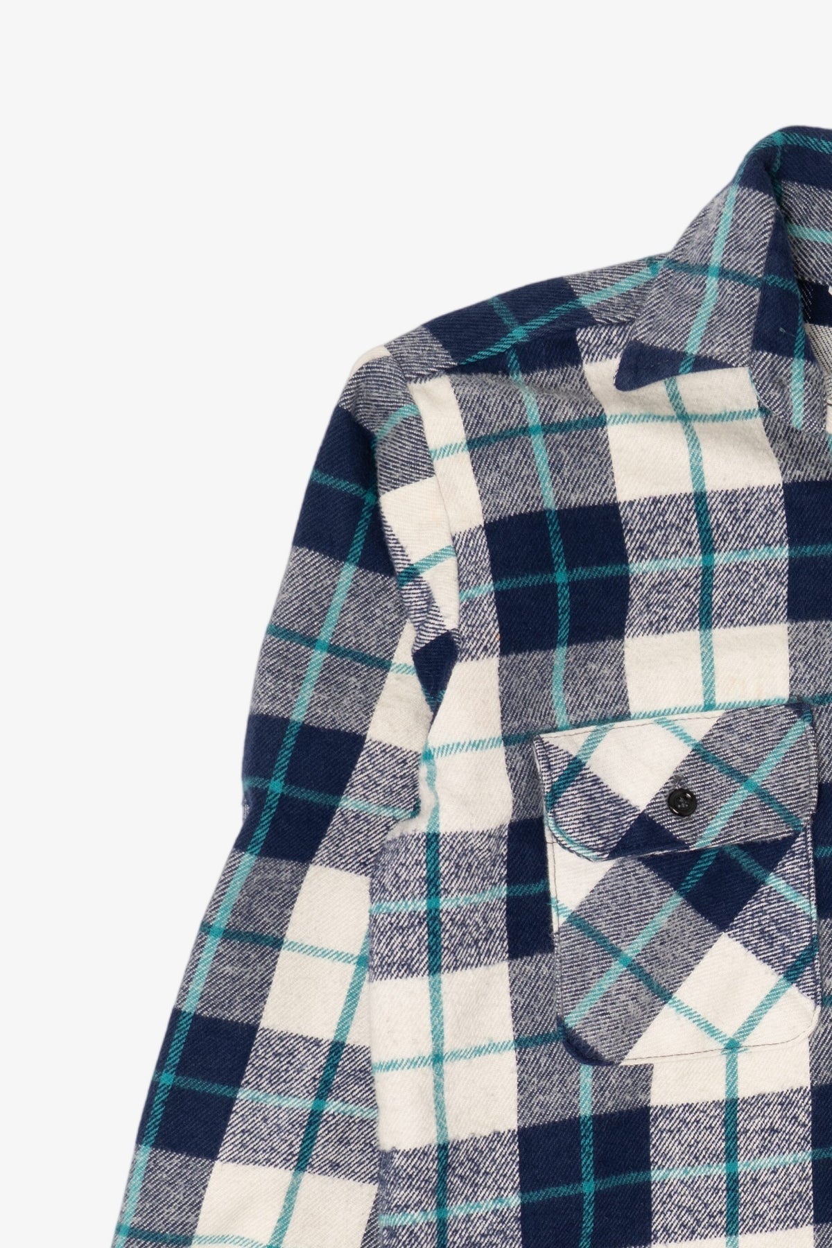 Vintage Navy Blue Plaid Five Brother Button Up Shirt (1970s)