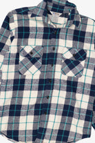 Vintage Navy Blue Plaid Five Brother Button Up Shirt (1970s)