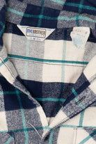 Vintage Navy Blue Plaid Five Brother Button Up Shirt (1970s)