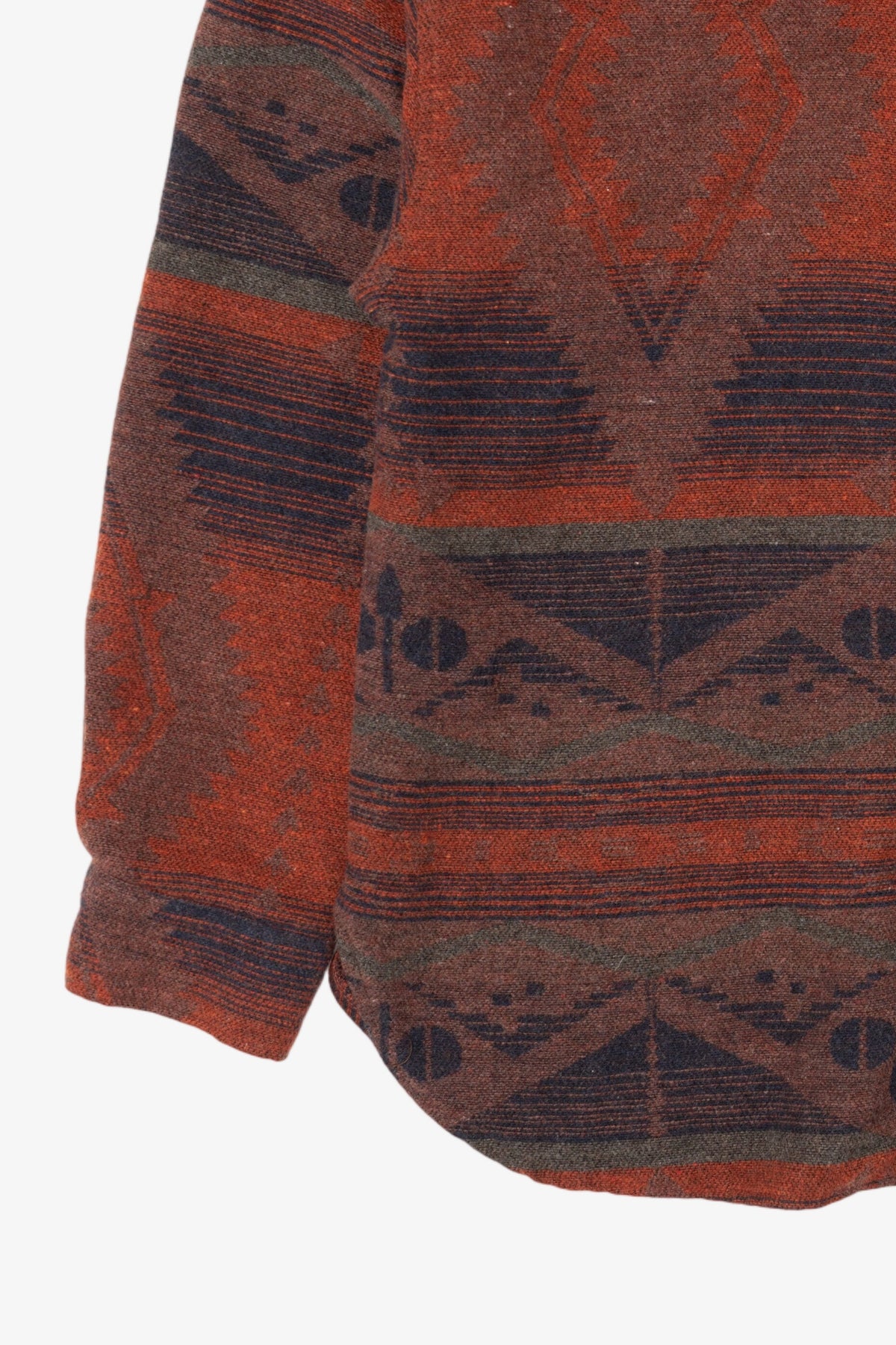 Red Southwestern Pattern Button Up Flannel Shirt (2020s)