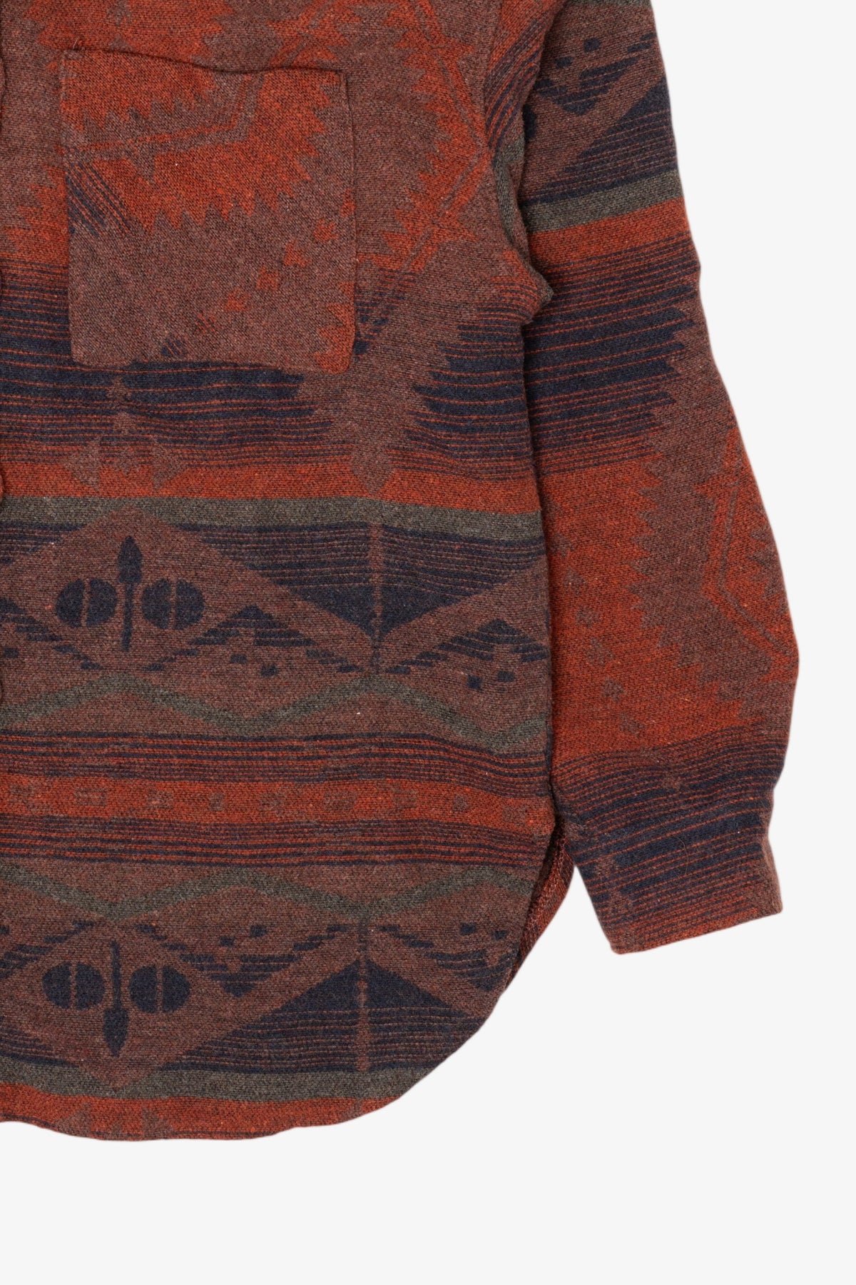 Red Southwestern Pattern Button Up Flannel Shirt (2020s)