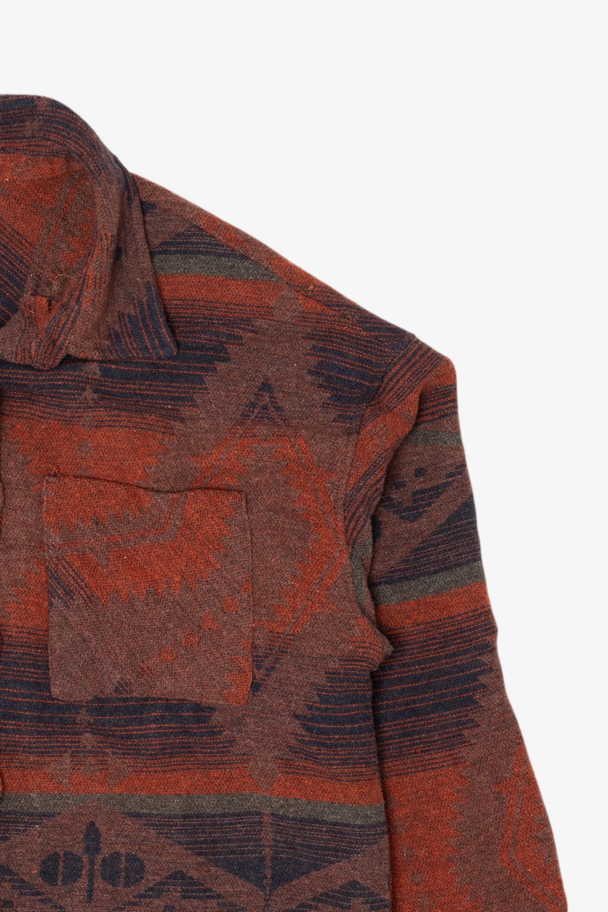 Red Southwestern Pattern Button Up Flannel Shirt (2020s)