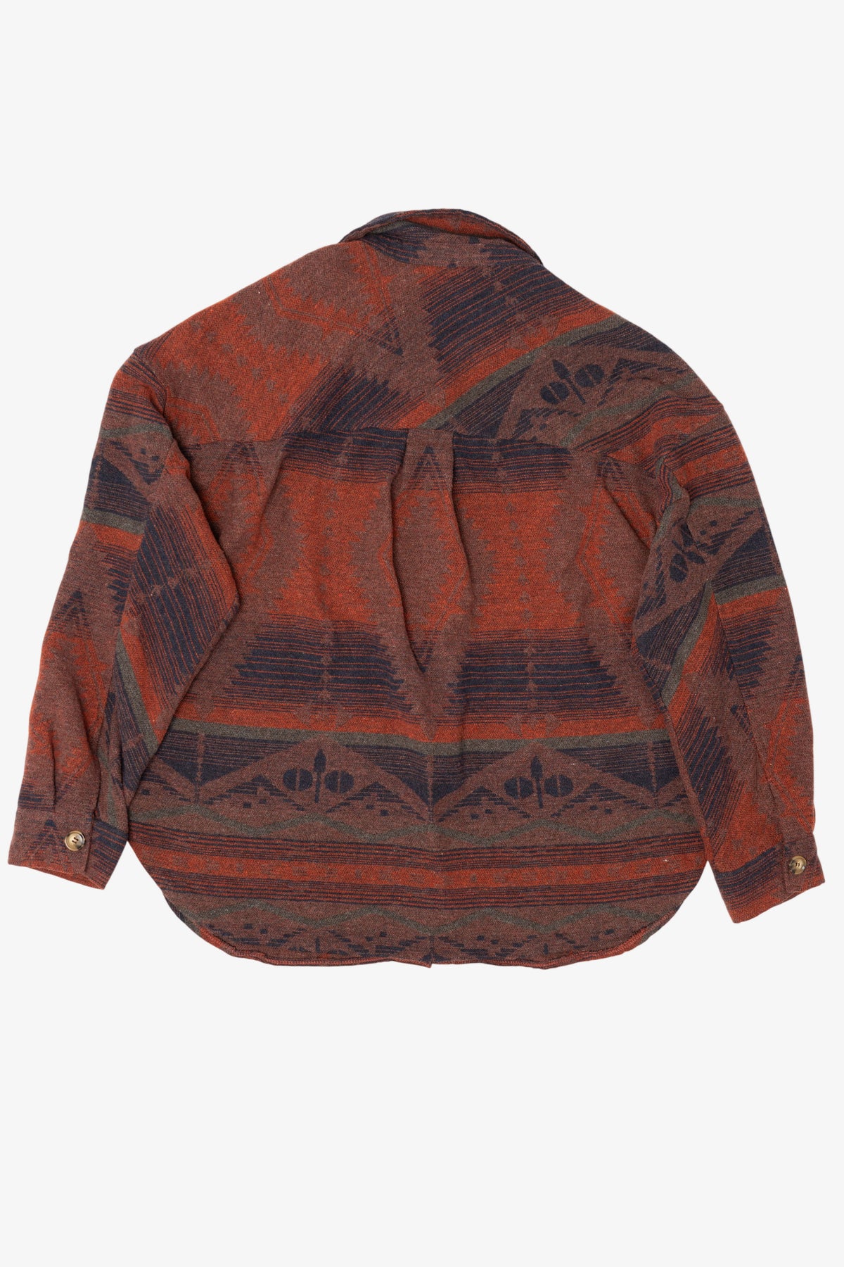 Red Southwestern Pattern Button Up Flannel Shirt (2020s)