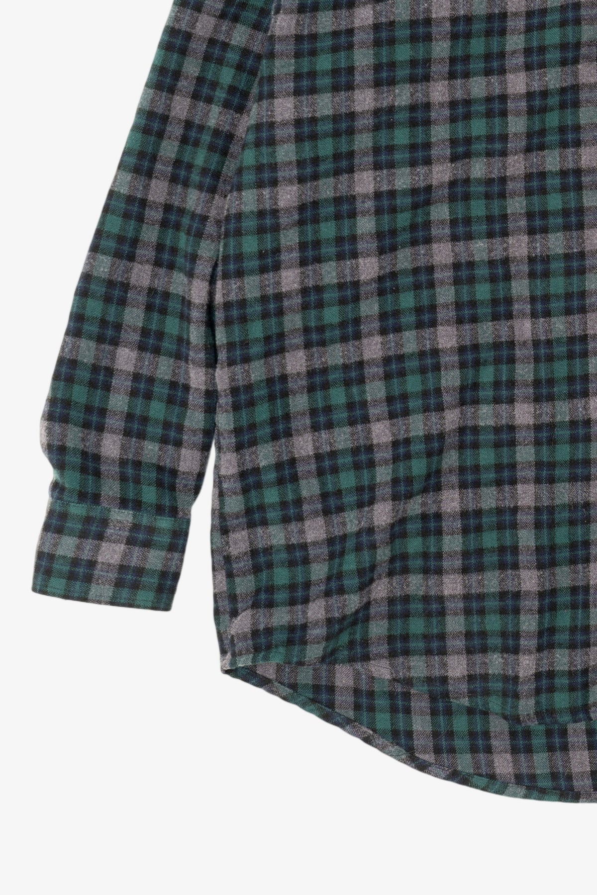 Dark Green Plaid Ivy Crew Button Up Flannel Shirt (1990s)