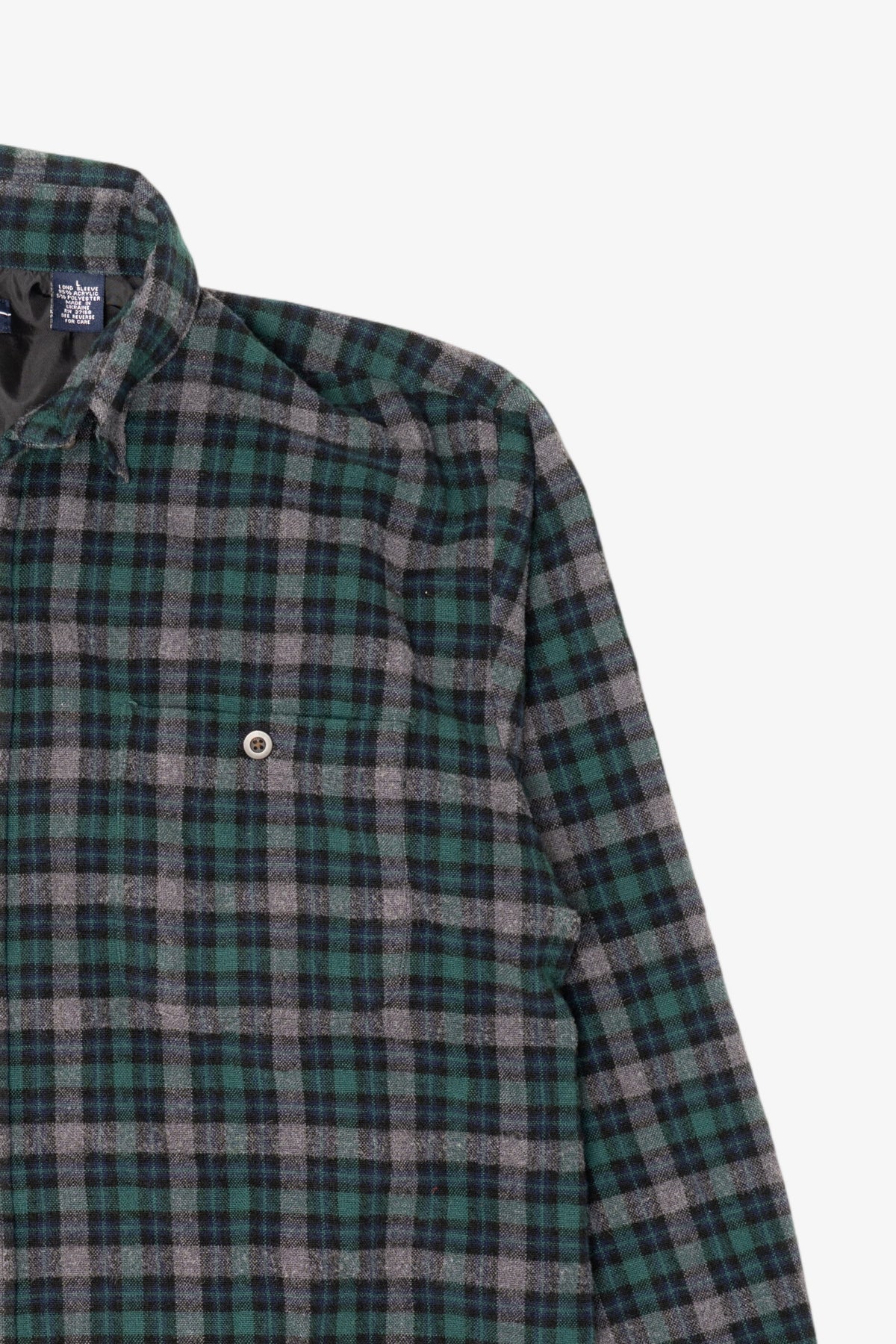 Dark Green Plaid Ivy Crew Button Up Flannel Shirt (1990s)