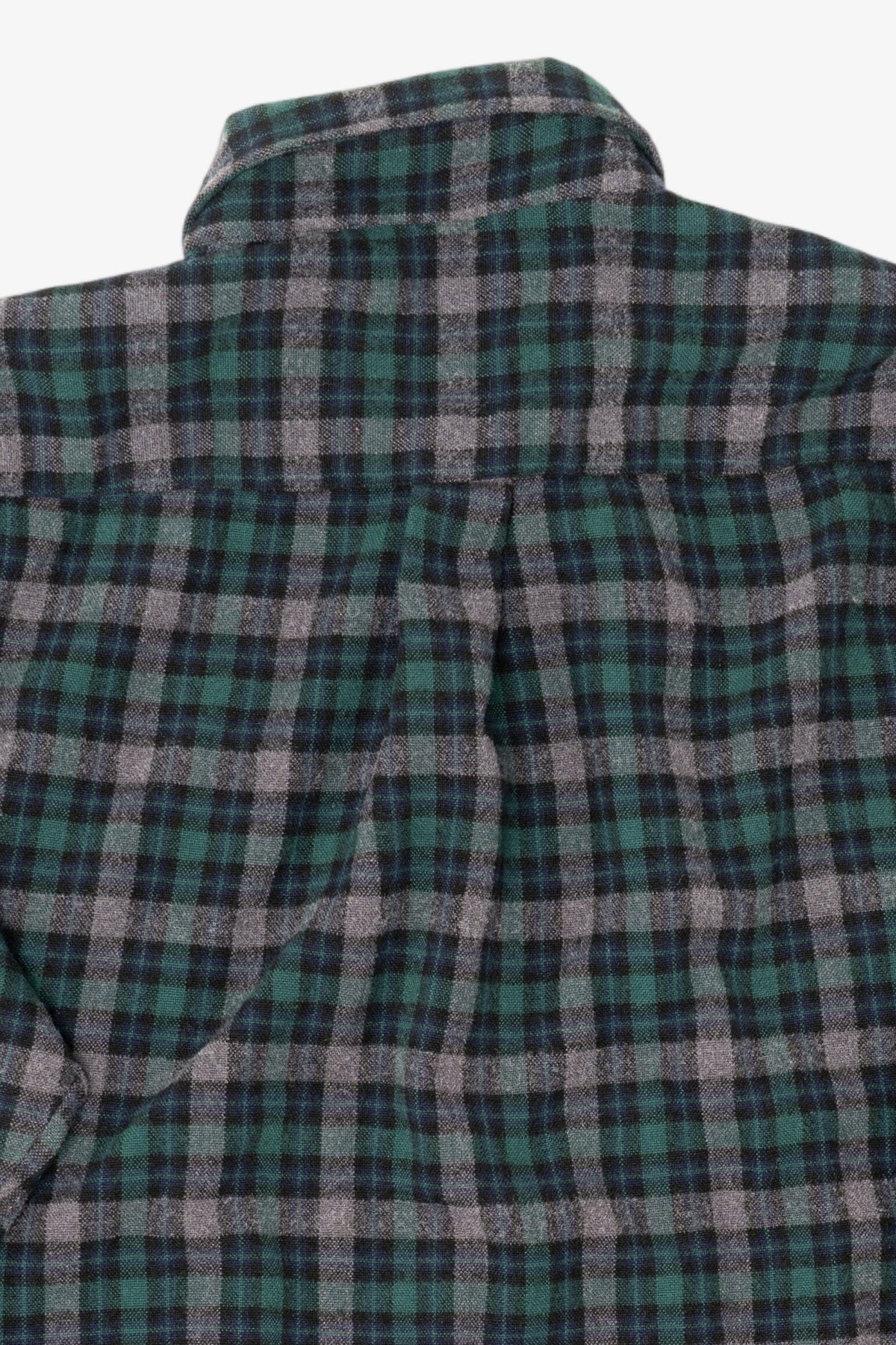 Dark Green Plaid Ivy Crew Button Up Flannel Shirt (1990s)