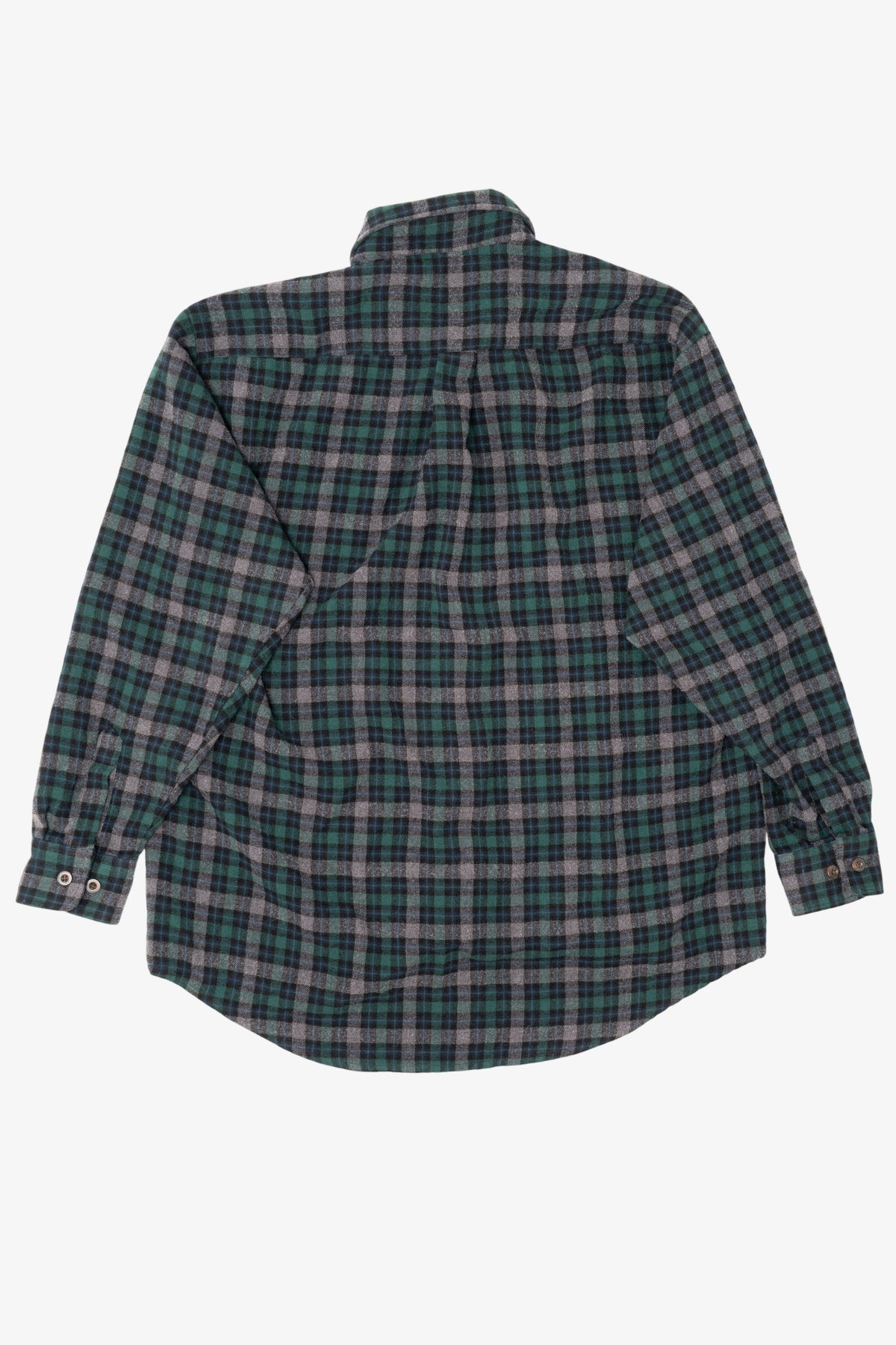 Dark Green Plaid Ivy Crew Button Up Flannel Shirt (1990s)
