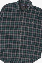 Dark Green Plaid Ivy Crew Button Up Flannel Shirt (1990s)
