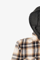 Beige Plaid Free Planet Hooded Button Up Shirt (2010s)