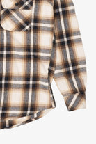Beige Plaid Free Planet Hooded Button Up Shirt (2010s)