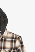Beige Plaid Free Planet Hooded Button Up Shirt (2010s)