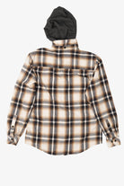 Beige Plaid Free Planet Hooded Button Up Shirt (2010s)