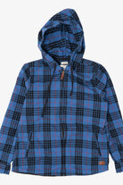 Blue Plaid L.L. Bean Zip Up Hooded Flannel Shirt (2010s)