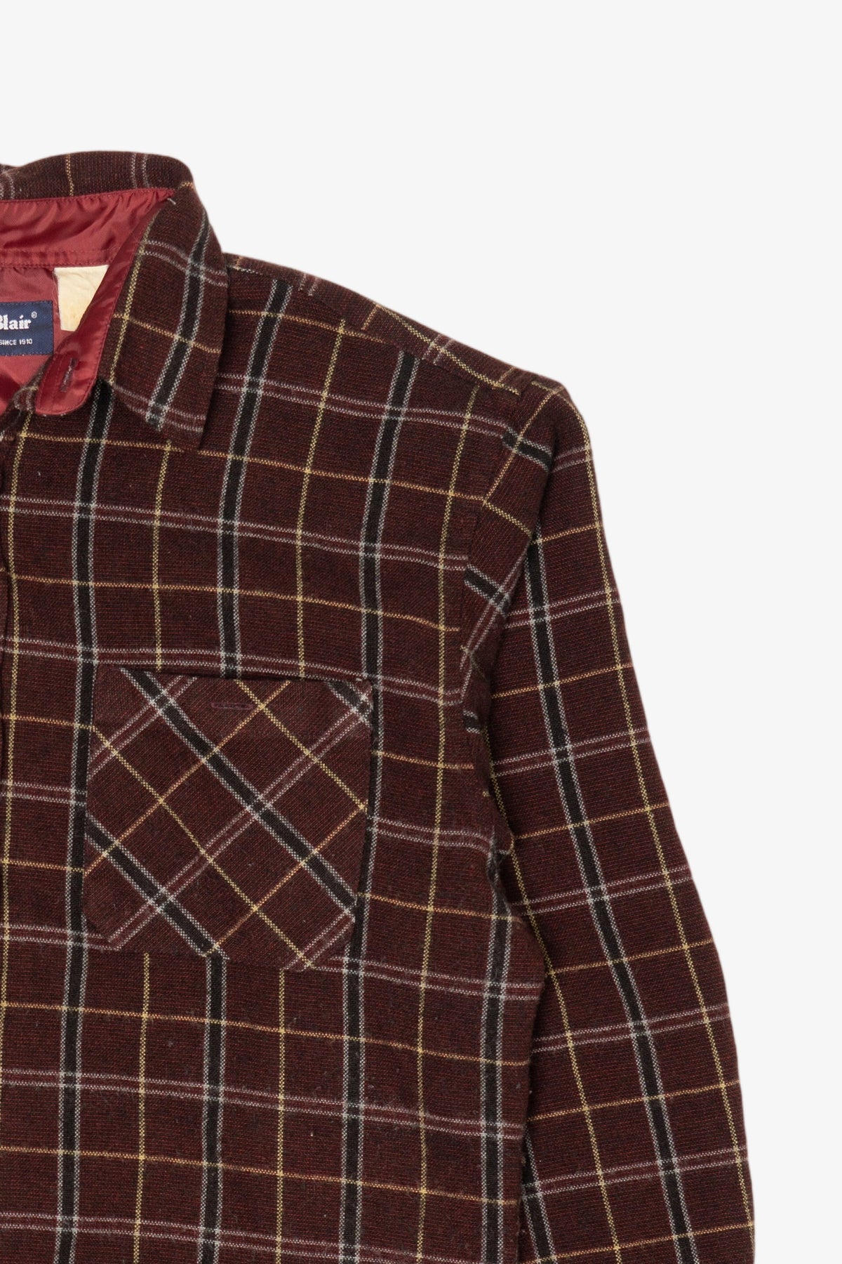 Vintage Burgundy Plaid John Blair Flannel Button Up Shirt (1980s)