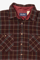 Vintage Burgundy Plaid John Blair Flannel Button Up Shirt (1980s)