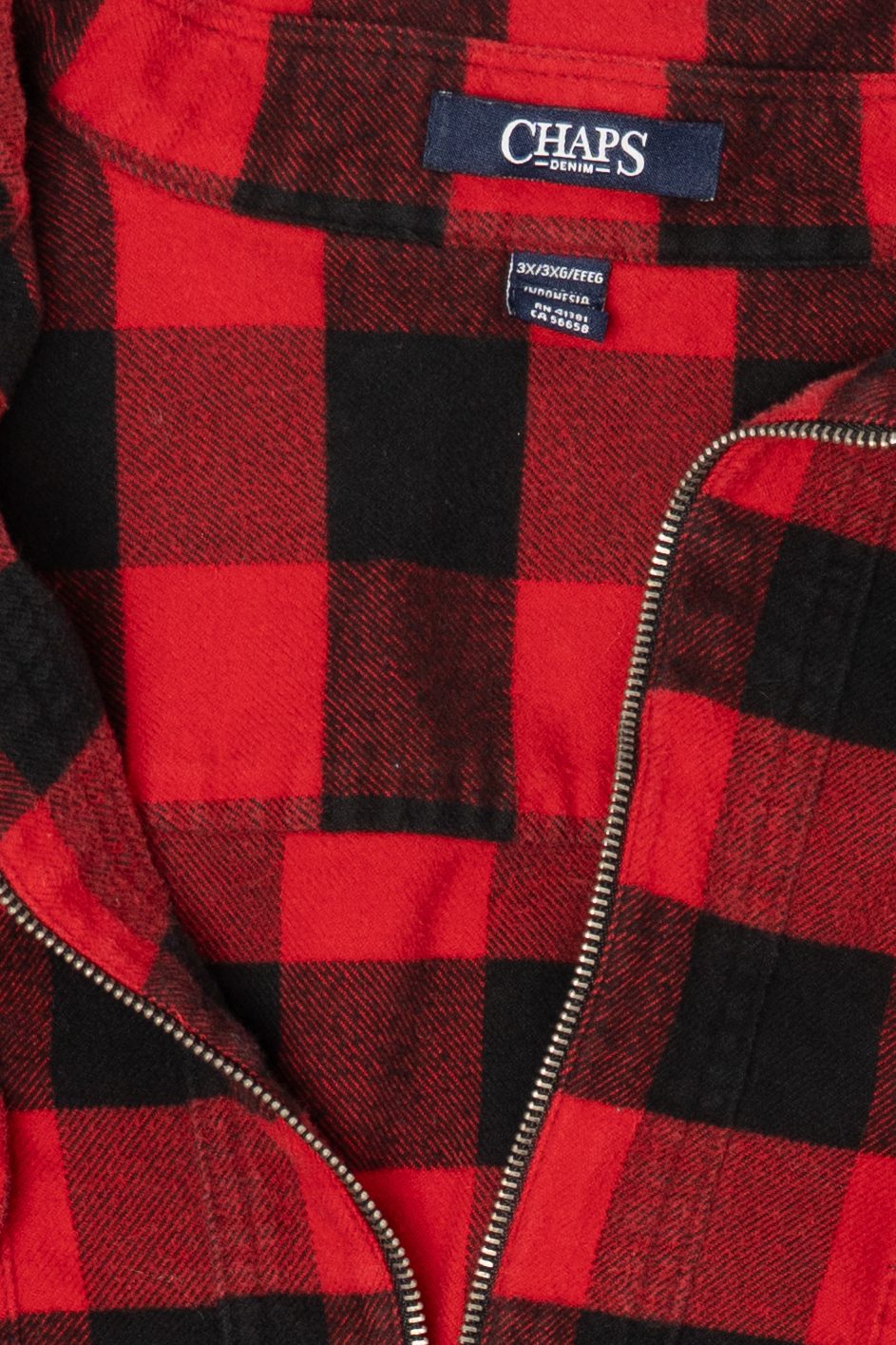 Vintage Red Plaid Chaps Half Zip Flannel Shirt (2000s)
