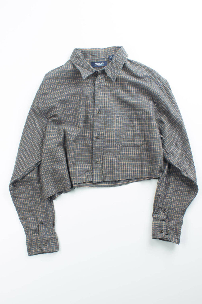 Angle Cropped Checkered Flannel Shirt