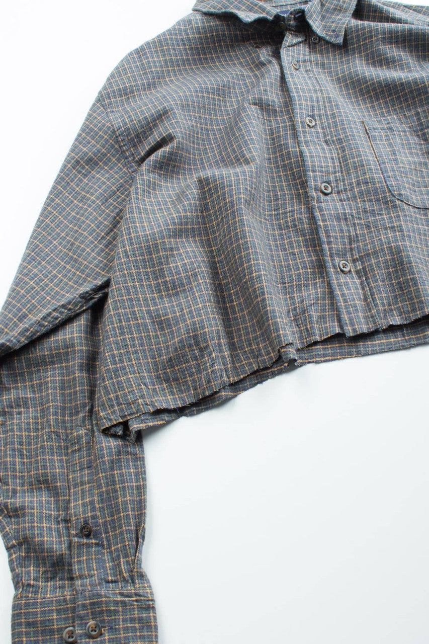 Angle Cropped Checkered Flannel Shirt