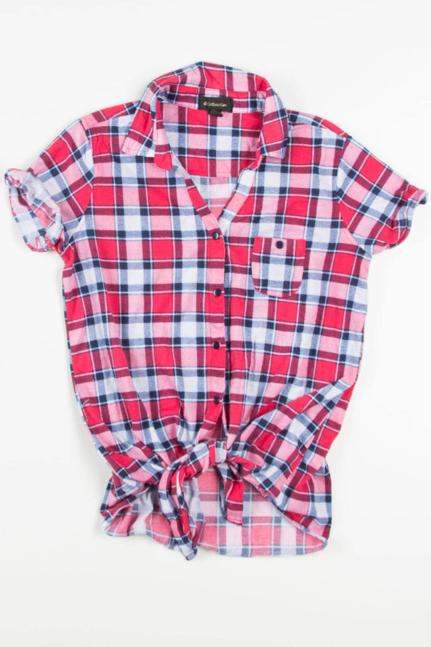 Vintage Tie Front Flannel Shirt 3472
