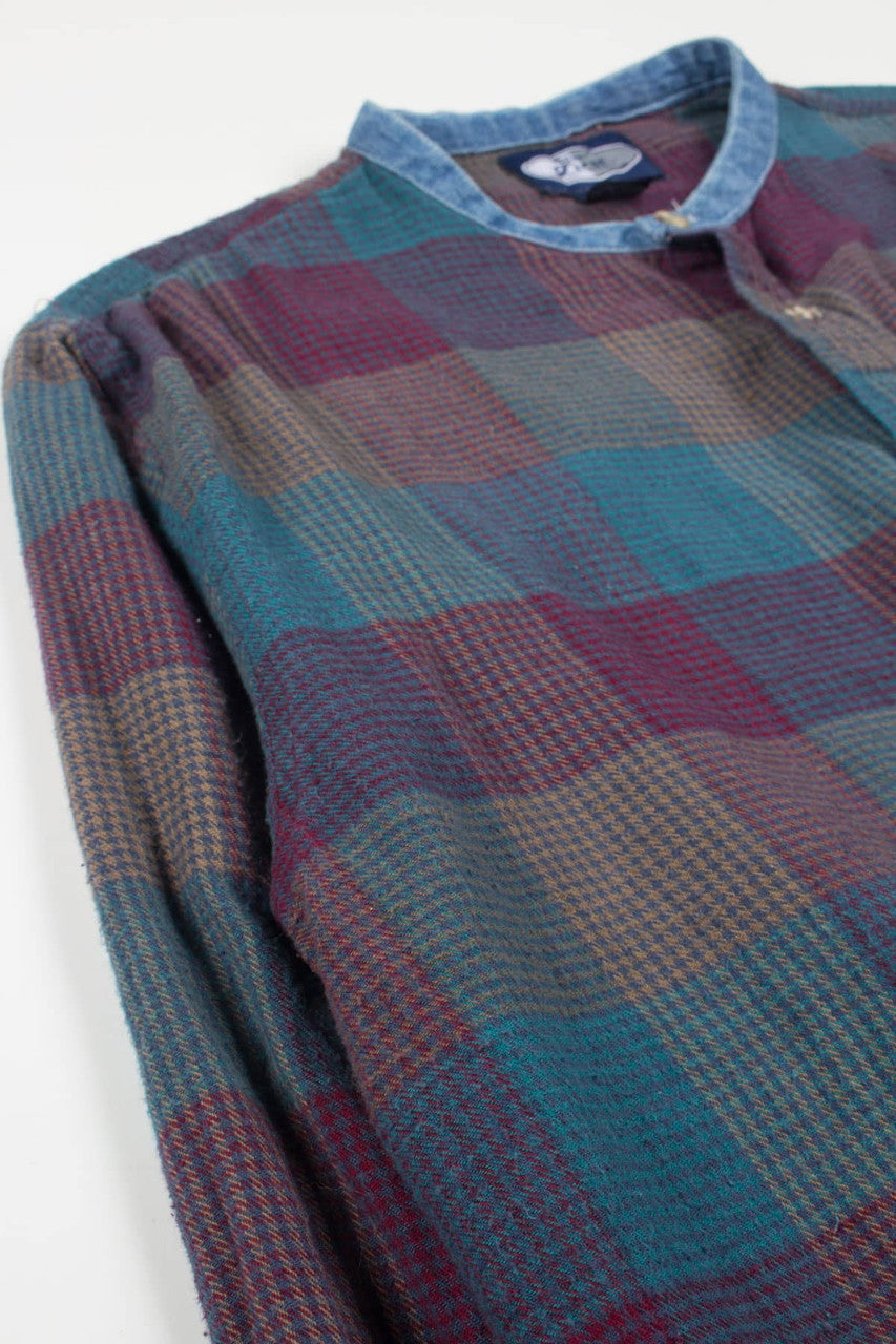 Vintage Denim Collar Flannel Shirt 3575