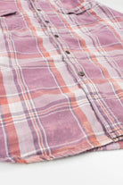 Vintage Faded Bleach Spots Pink Flannel Shirt
