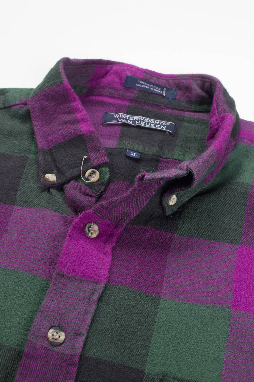 Purple & Green Van Heusen Flannel Shirt 3698