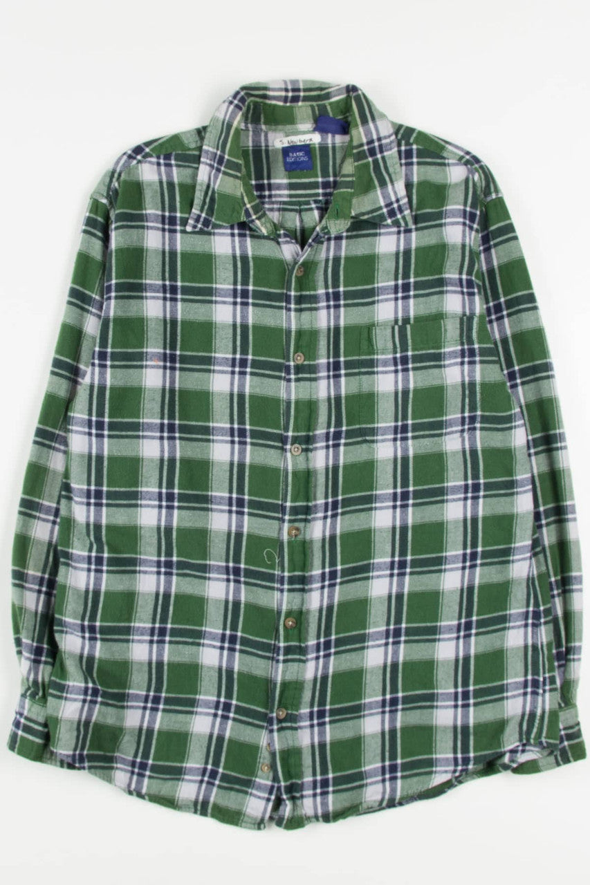 Green Basic Editions Flannel Shirt 3707