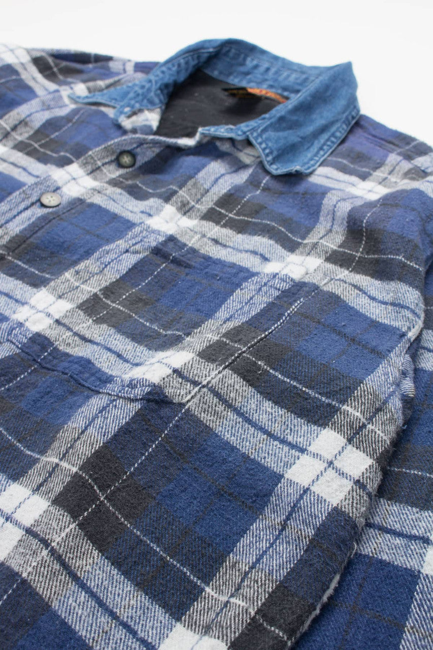 Vintage Denim Collar Rhinoceros Flannel Shirt 3713