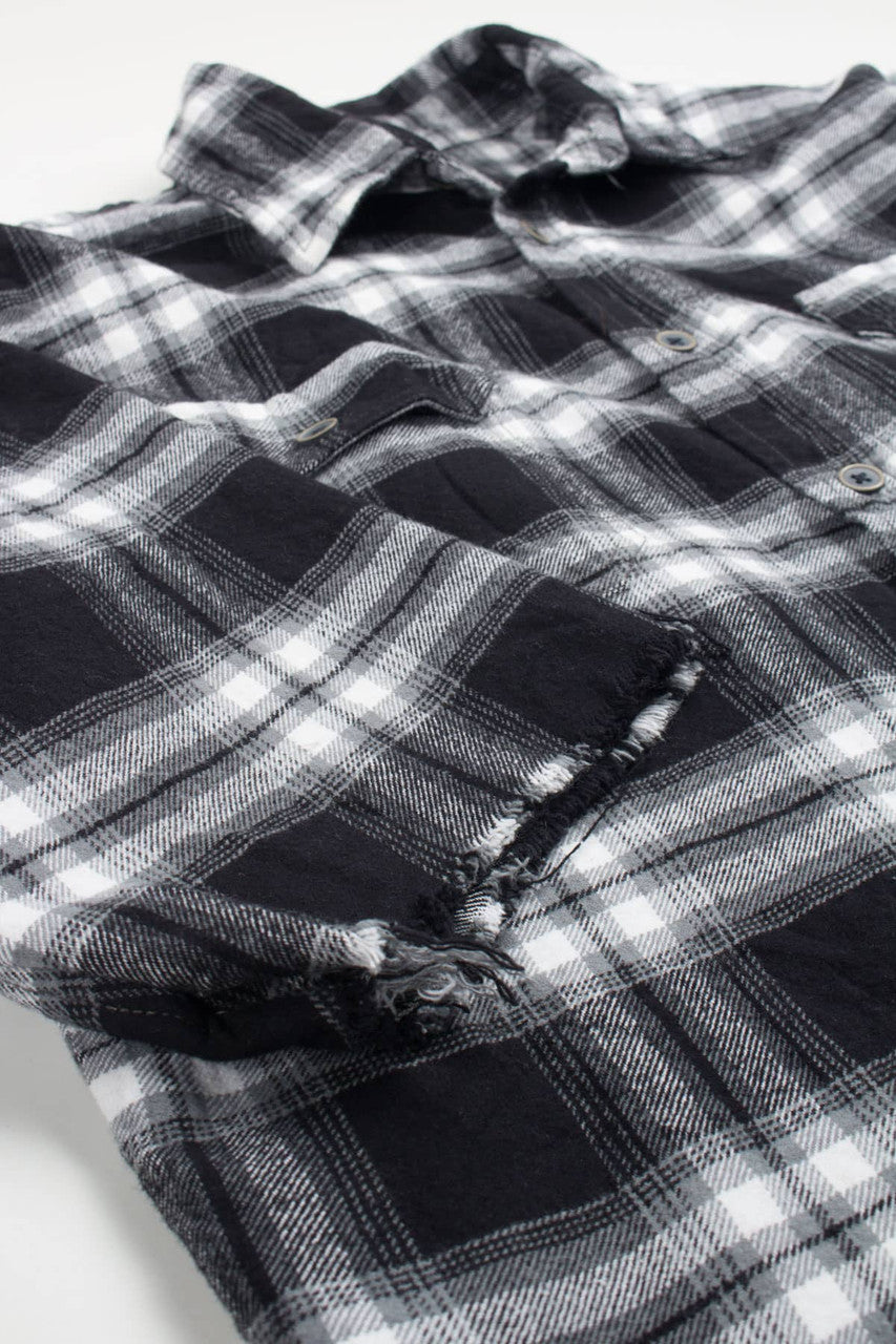 Chopped Sleeves Jachs Flannel Shirt 3732