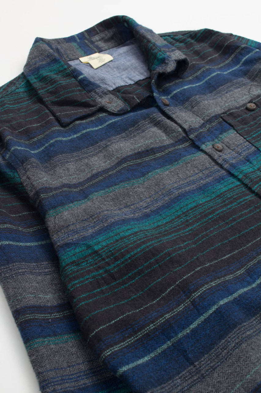 Striped Rustic Blue Flannel Shirt 3742
