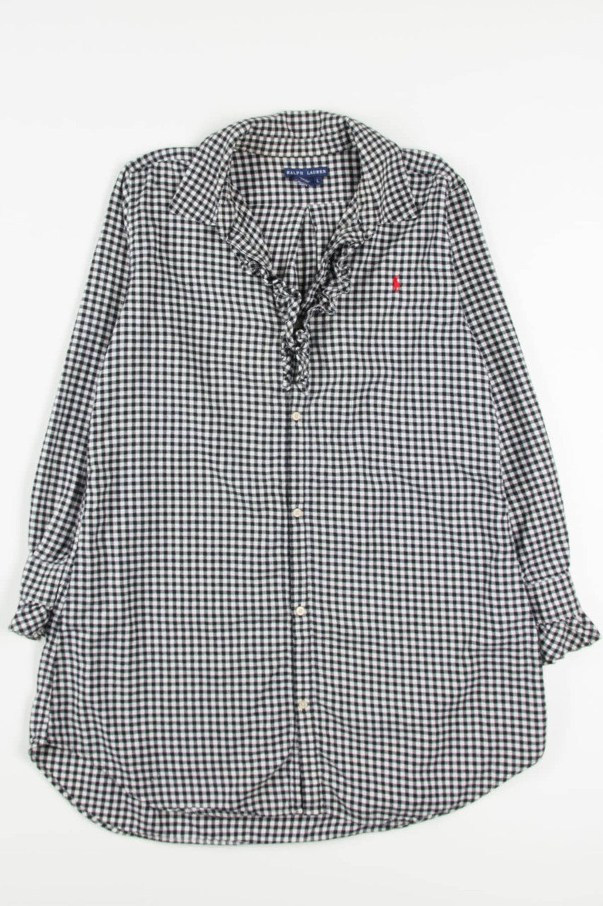 Ruffle Collar Ralph Lauren Flannel Shirt Dress