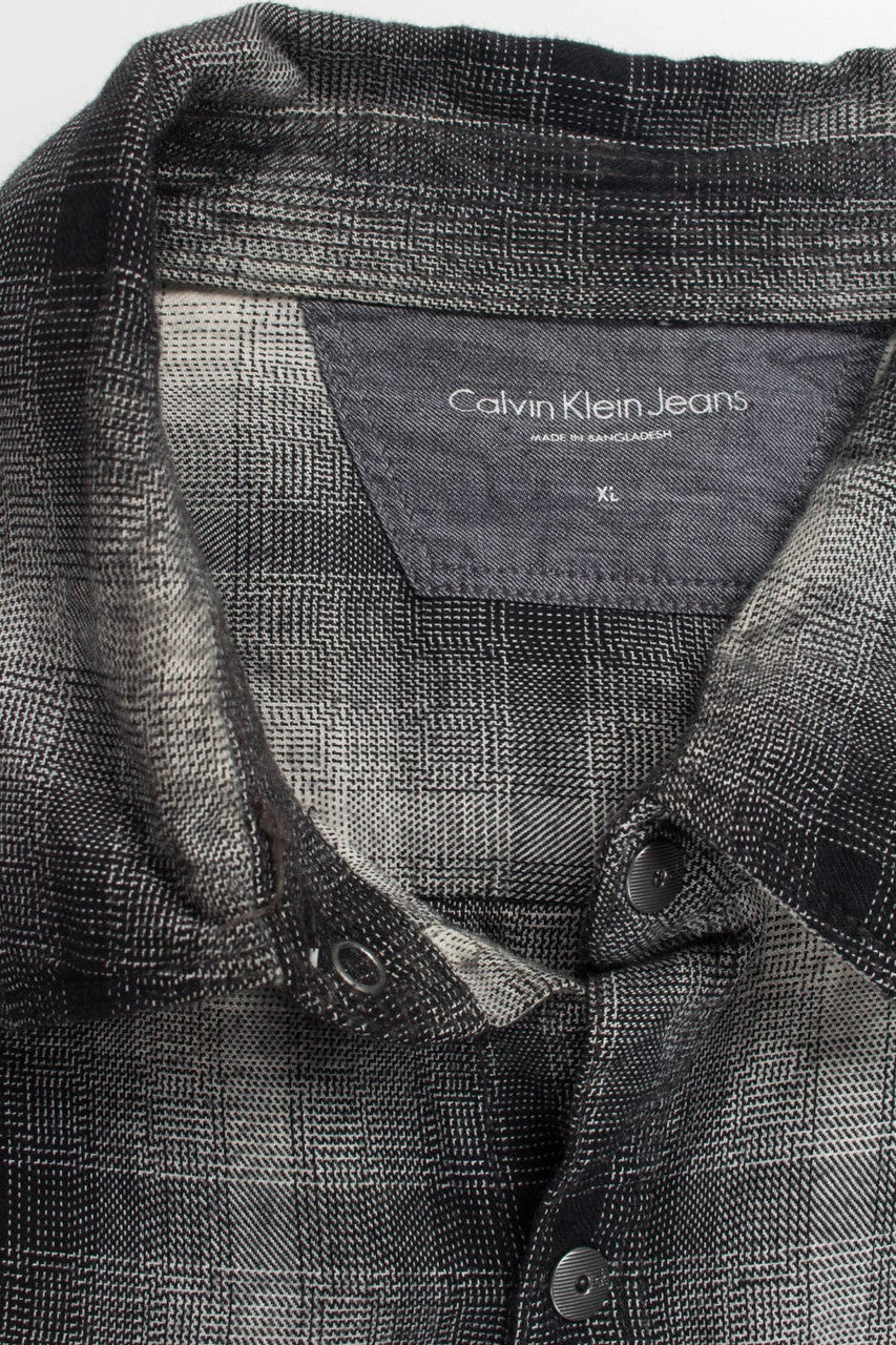 Black Plaid Calvin Klein Flannel Shirt 3813