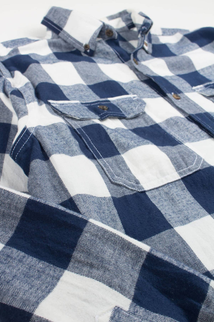 Blue Gingham George Flannel Shirt 3825