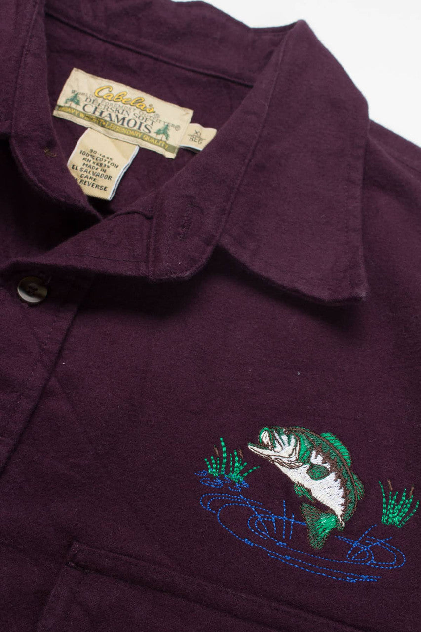 Embroidered Bass Cabela's Flannel Shirt 3835